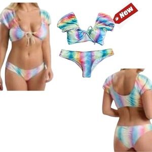 Quint soul multicoloured rainbow oasis of the seas bolero top bikini set M NWT